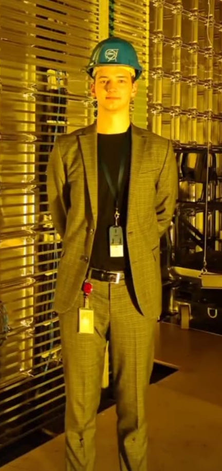 Carsten Jaeschke during his research time at CERN, photographed at the DUNE Prototype facility